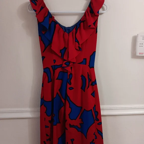 Elegant Red and Blue Floral Dress moschino - Picture 3 of 4